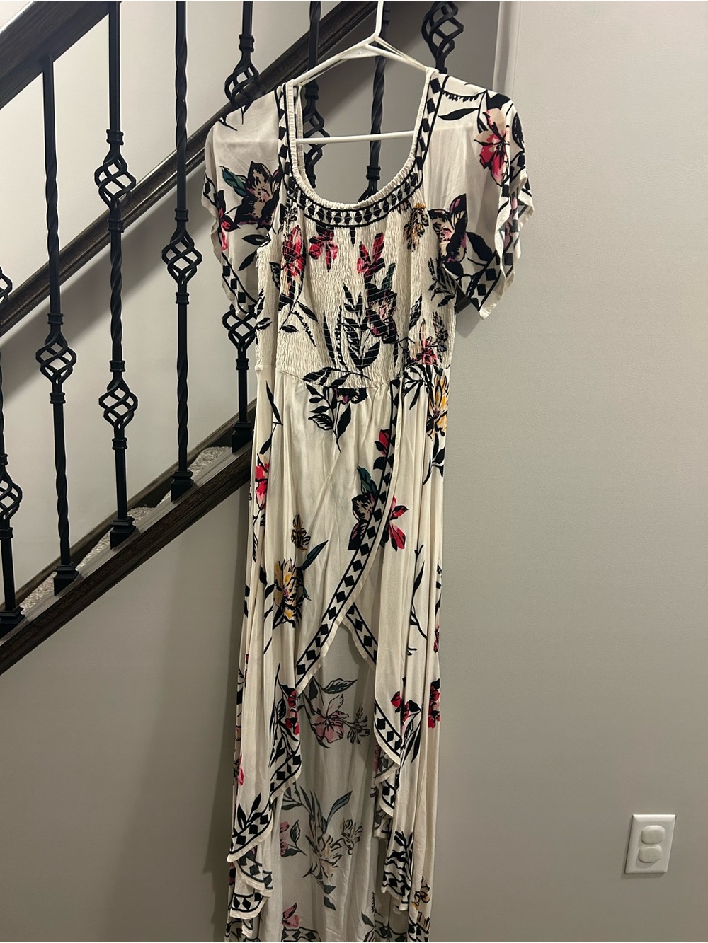 Jealous Tomato Cream Floral Maxi Dress with Pink and Yellow Accents